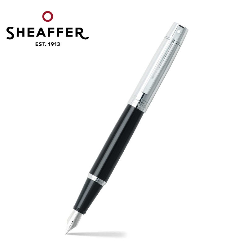 免費客製化刻字【Sheaffer】300黑桿銀蓋鋼筆/F尖 SFE0931443✿50B003